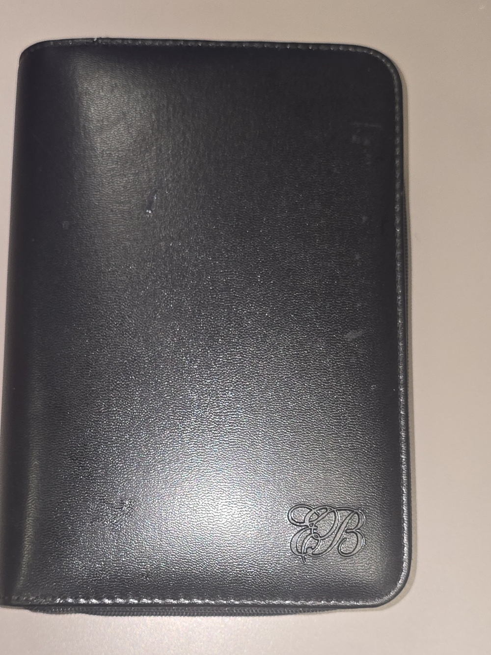 Vintage Enzo Baglioni Black Leather Zip Around 6-Ring Organizer Wallet Planner